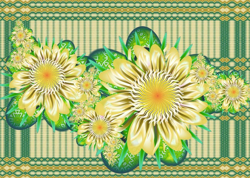 Fractal Flowers on Patterned Background