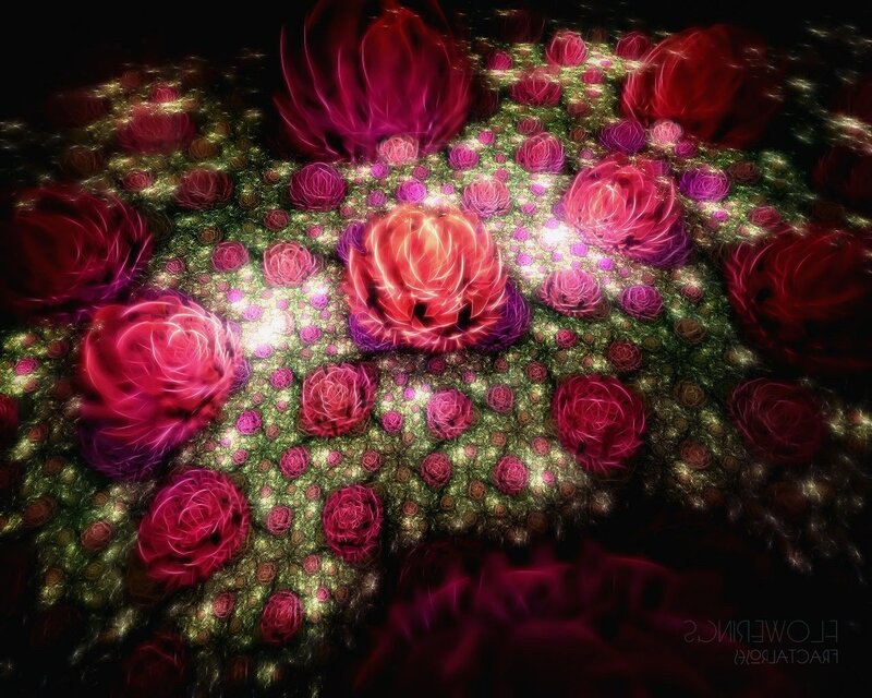 Fractal Flowers — Red, Dramatic