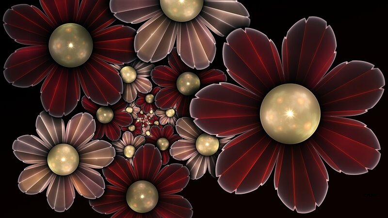 Fractal Flowers with Glowing Centers