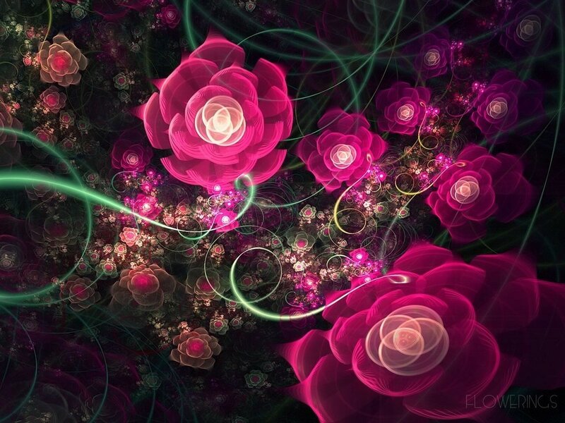 Fractal flowers with glowing lines