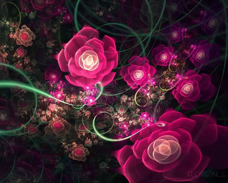 Fractal Flowers with Light Trails — Pink, Dreamy, Night