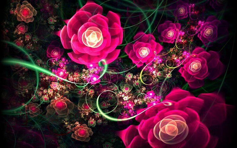Fractal Flowers with Light Trails — Pink