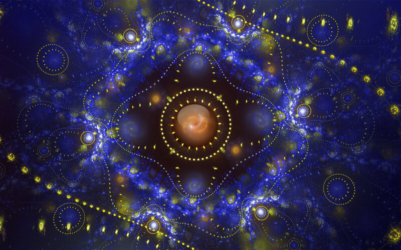 Fractal Galaxy Pattern — Blue