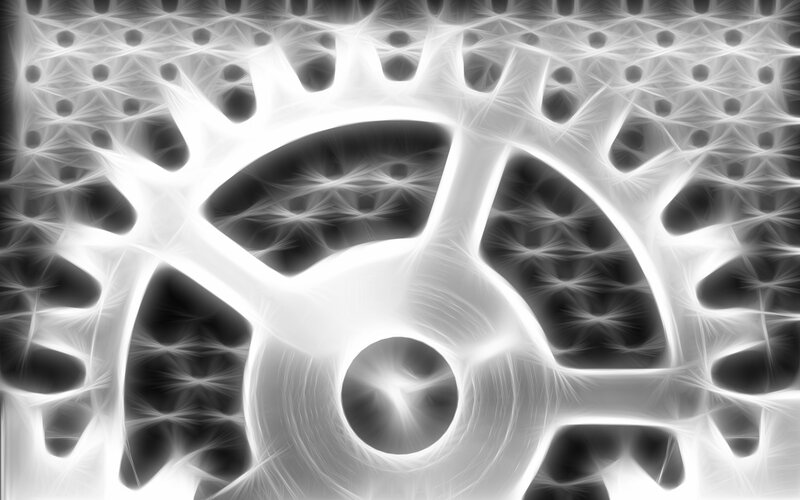 Fractal Gear Pattern — White