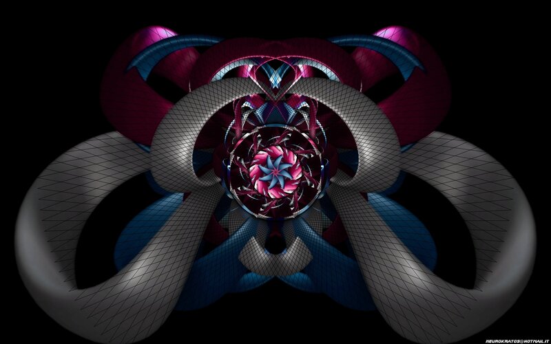 Fractal Geometric Pattern — Black, Abstract, Digital Art, Grid