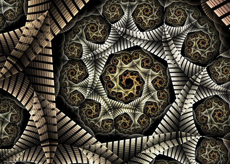 Fractal Geometric Pattern — Black, Complex, Digital Art