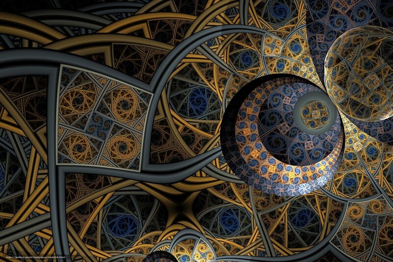 Fractal Geometric Pattern — Blue, Complex, Digital Art, Circles