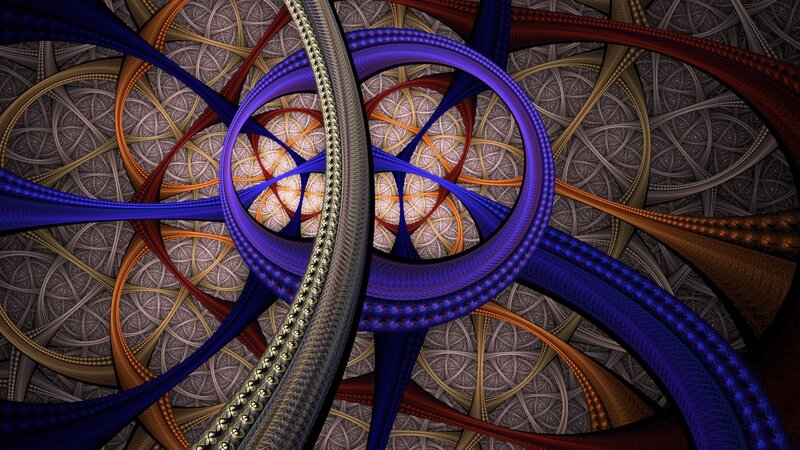 Fractal Geometric Pattern — Blue, Complex, Digital Art