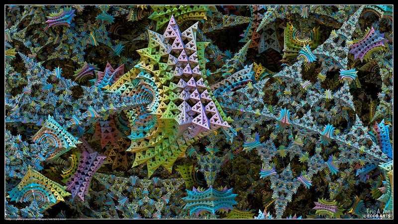 Fractal Geometric Pattern — Blue, Complex, Digital Art, Triangles