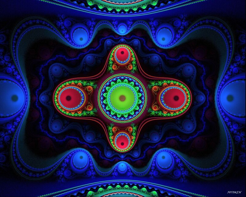 Fractal Geometric Pattern — Blue, Hypnotic, Digital Art, Circles