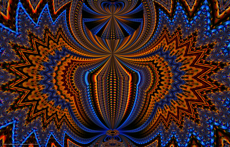 Fractal Geometric Pattern — Blue, Hypnotic, Digital Art, Stars, Lines