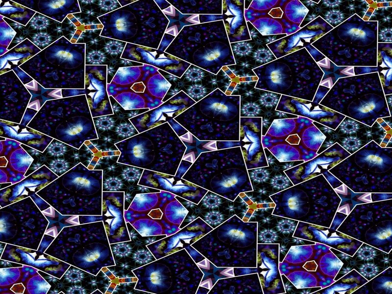 Fractal Geometric Pattern — Blue, Hypnotic, Digital Art, Stars