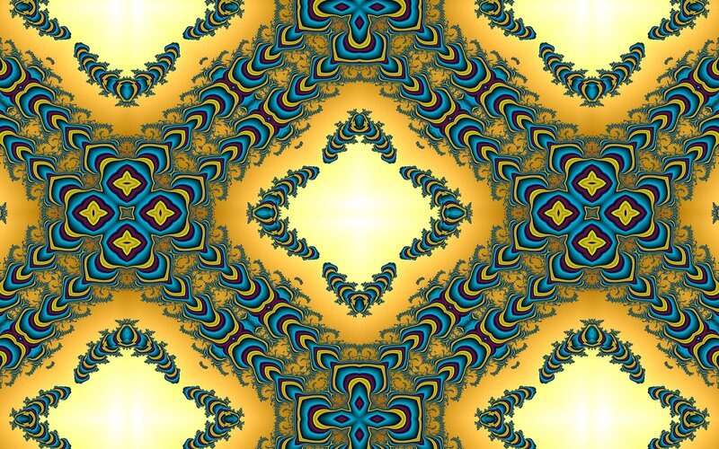 Fractal Geometric Pattern — Blue, Hypnotic, Digital Art, Symmetry, Mandala