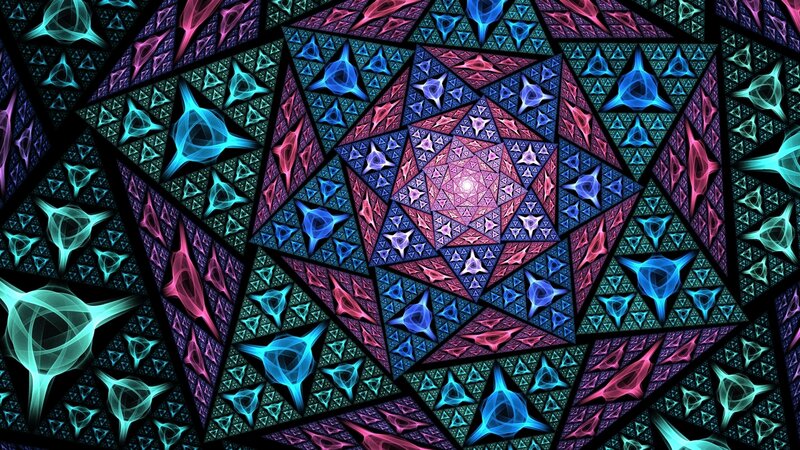 Fractal Geometric Pattern — Blue, Hypnotic, Digital Art, Triangles