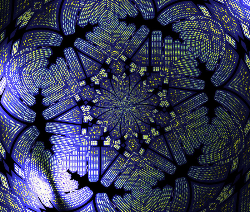 Fractal Geometric Pattern — Blue, Hypnotic