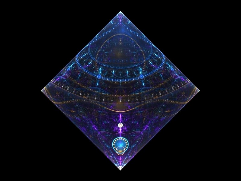 Fractal Geometric Pattern — Blue, Mystical, Digital Art, Diamond Shape