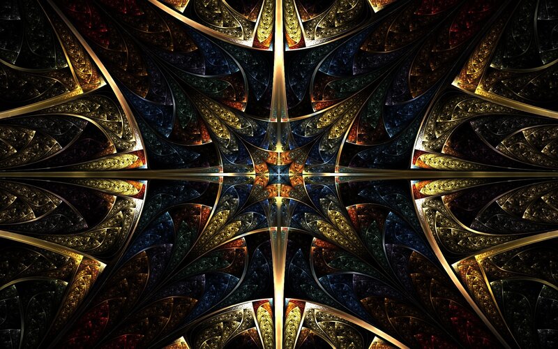 Fractal Geometric Pattern — Gold, Dramatic, Digital Art