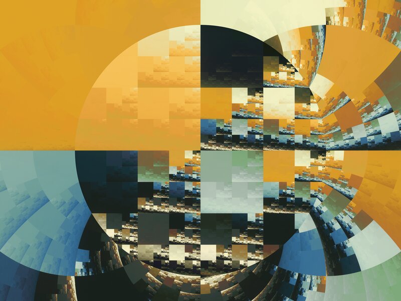 Fractal Geometric Pattern — Orange, Abstract