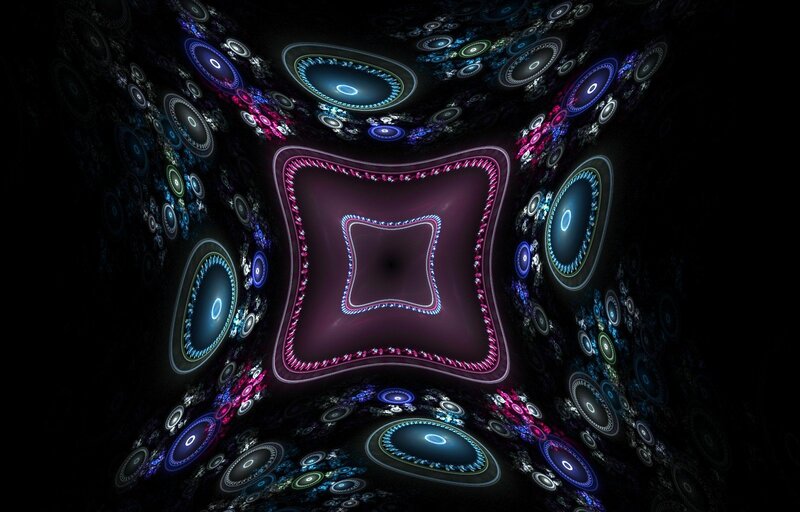 Fractal Geometric Pattern — Purple, Hypnotic, Digital Art, Circles
