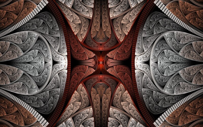 Fractal Geometric Pattern — Red, Dramatic, Digital Art