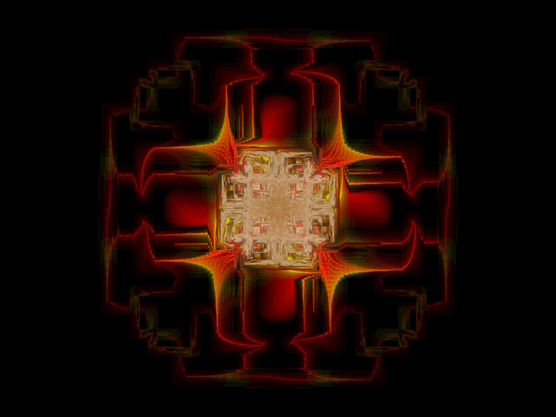 Fractal Geometric Pattern — Red, Dramatic, Digital Art, Yellow
