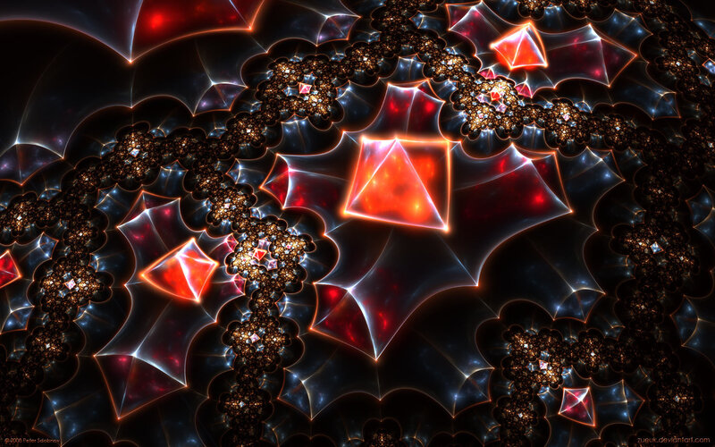 Fractal Geometric Pattern — Red, Dramatic