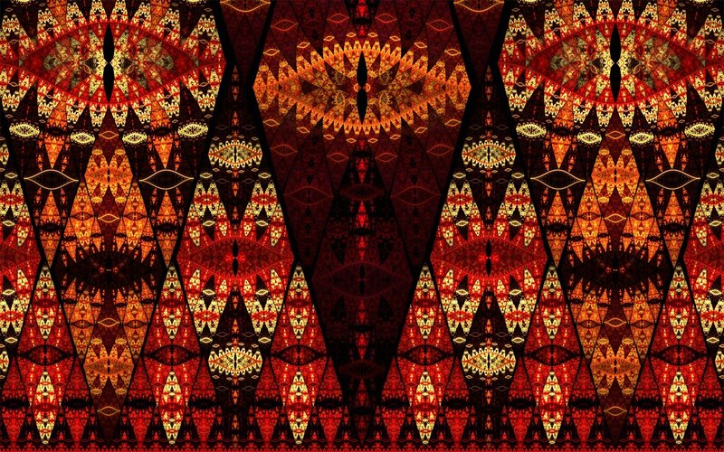 Fractal Geometric Pattern — Red, Hypnotic, Digital Art, Diamond Shapes