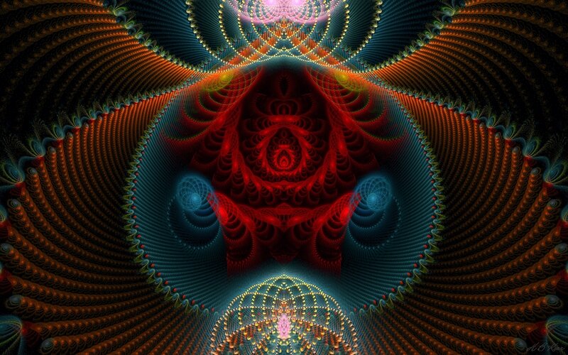 Fractal Geometric Pattern — Red, Hypnotic