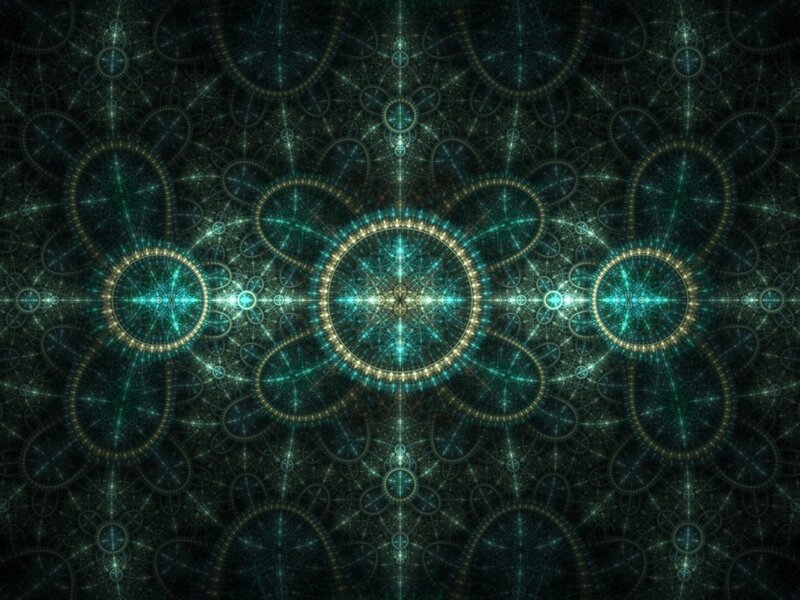 Fractal Geometric Pattern — Teal, Hypnotic, Digital Art, Circles