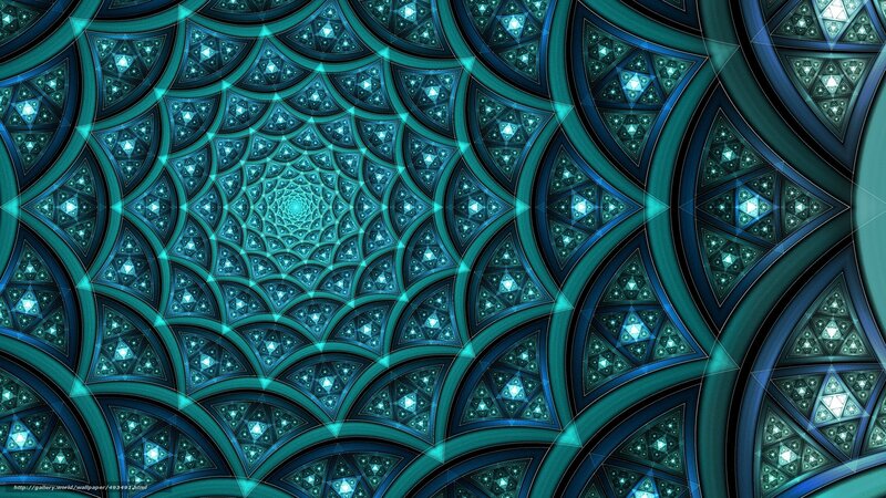 Fractal Geometric Pattern — Teal, Hypnotic, Digital Art