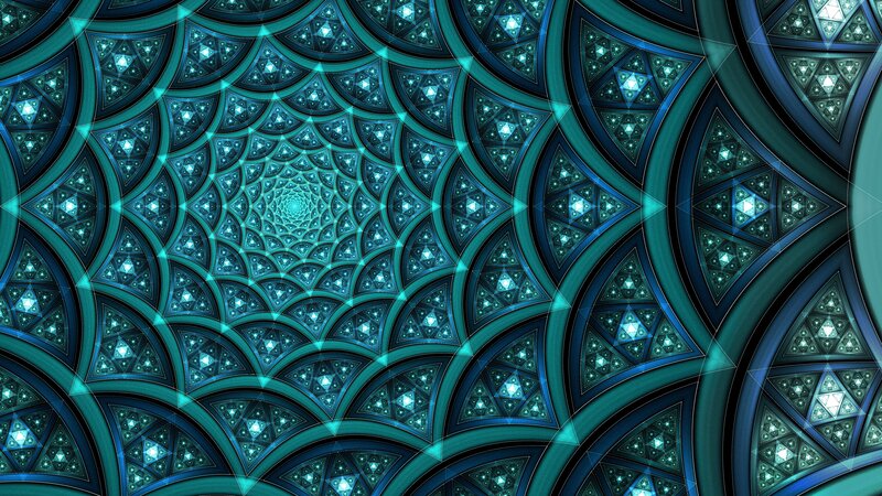 Fractal Geometric Pattern — Teal, Hypnotic
