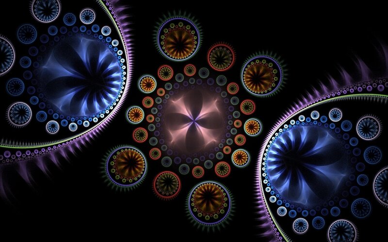 Fractal Geometric Patterns — Black, Hypnotic, Night