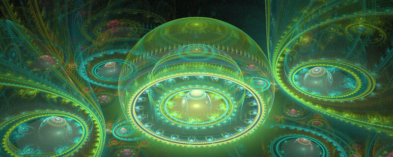 Fractal Geometric Spheres — Green, Hypnotic