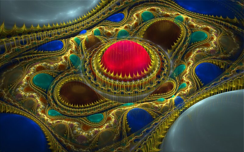 Fractal Geometric Structure — Red, Dramatic
