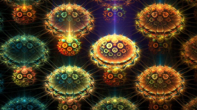Fractal Glowing Orbs — Orange