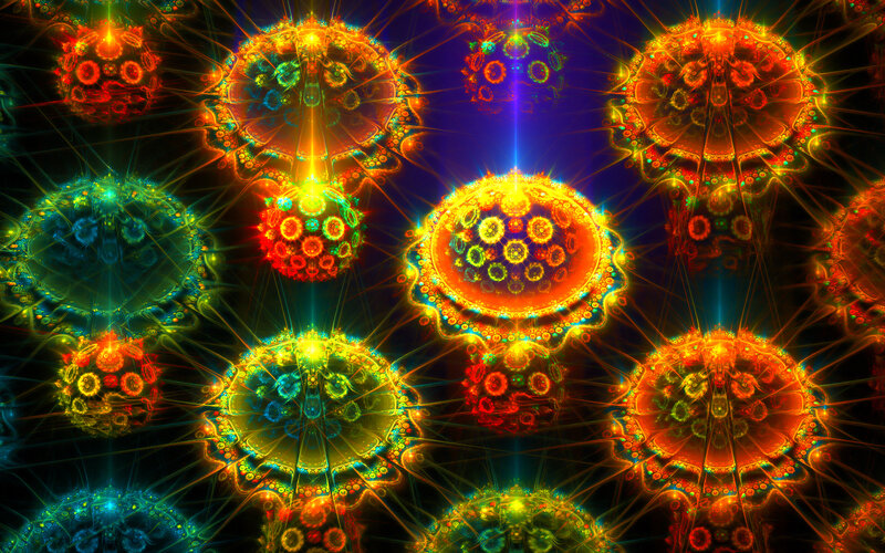 Fractal Glowing Orbs — Orange, Vibrant