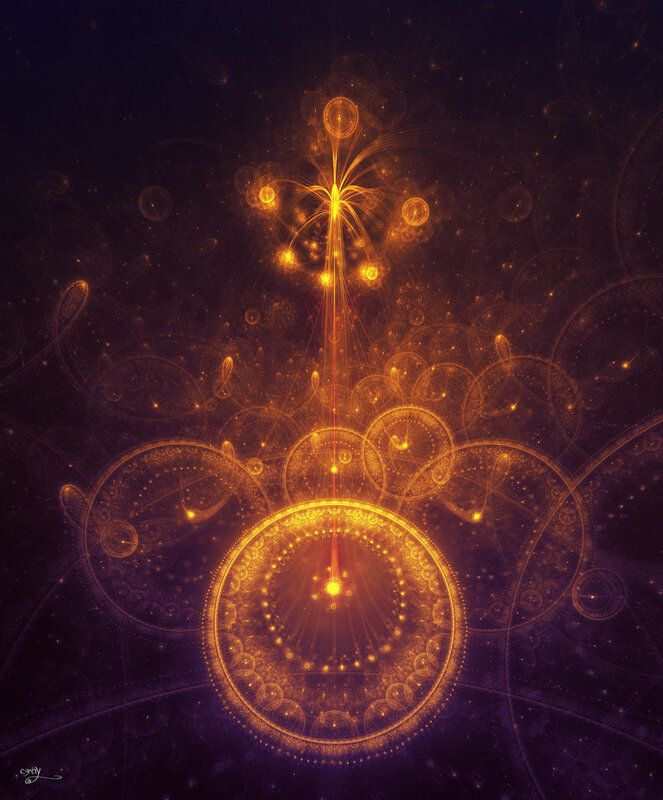fractal golden light explosion