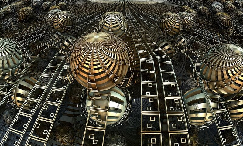 Fractal golden spheres in grid