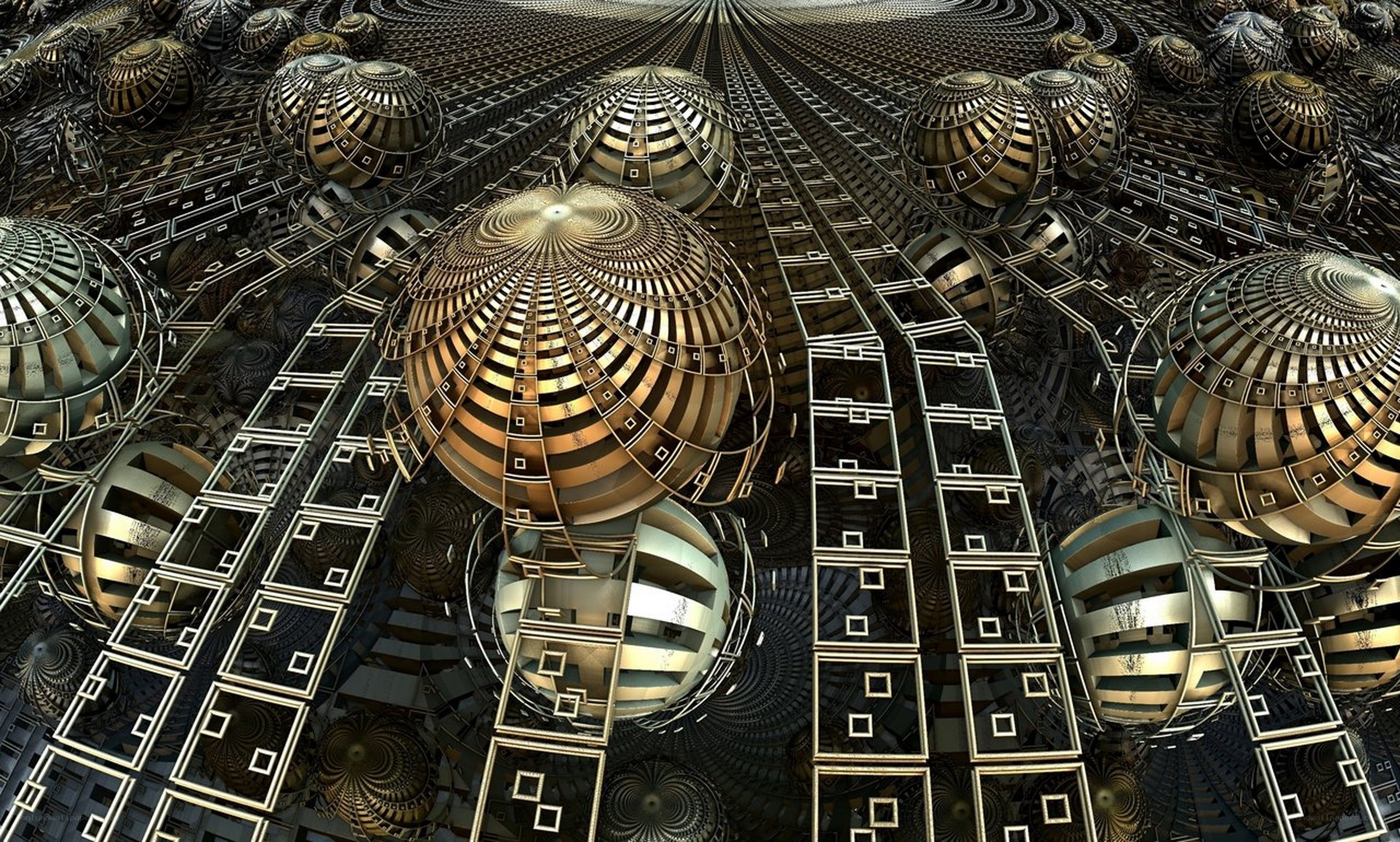 Fractal golden spheres in grid