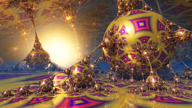 Fractal Golden Spheres — Yellow