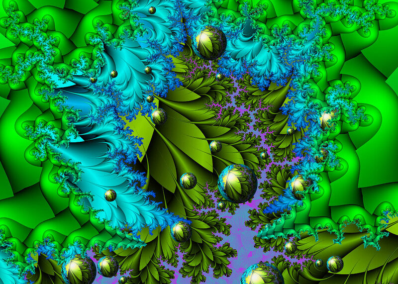 Fractal Green and Blue Pattern — Hypnotic