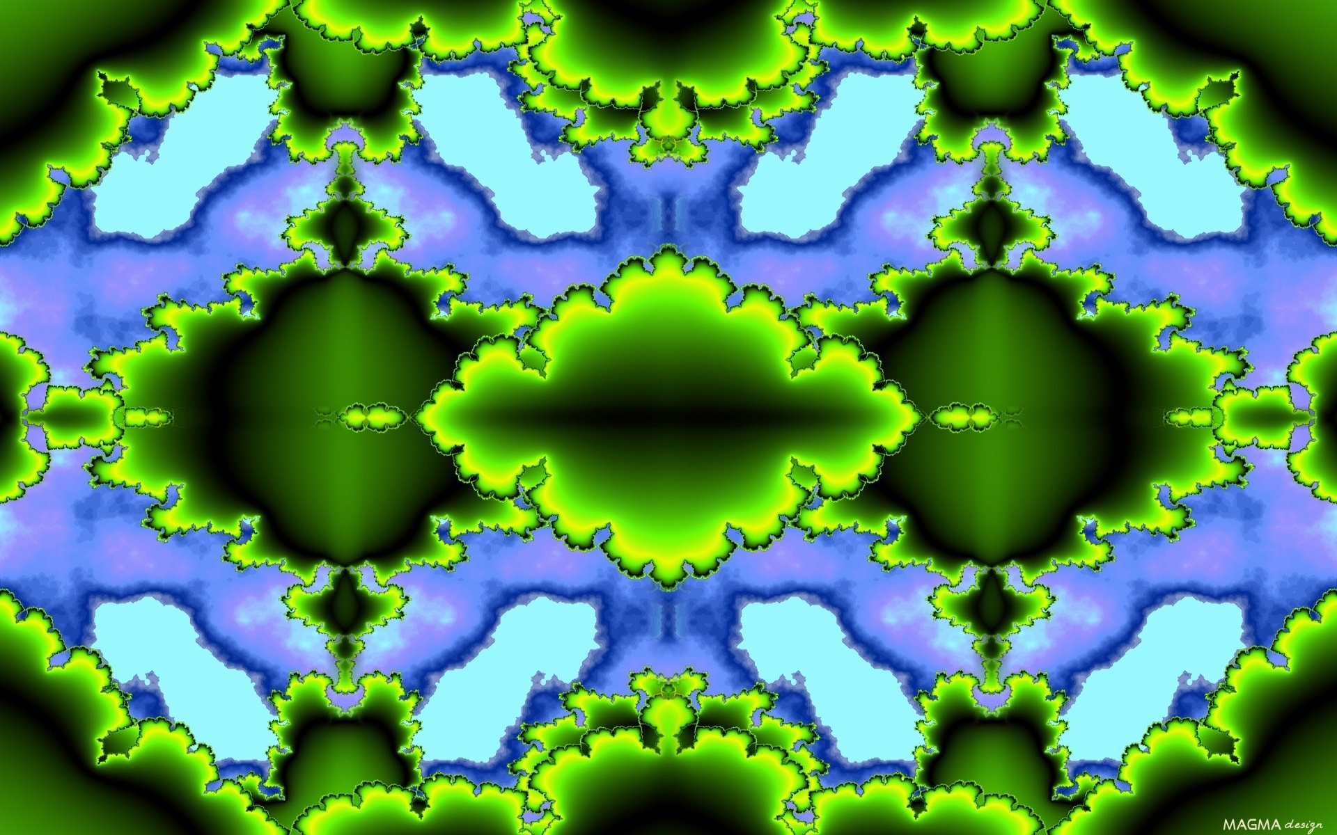 fractal green and blue pattern