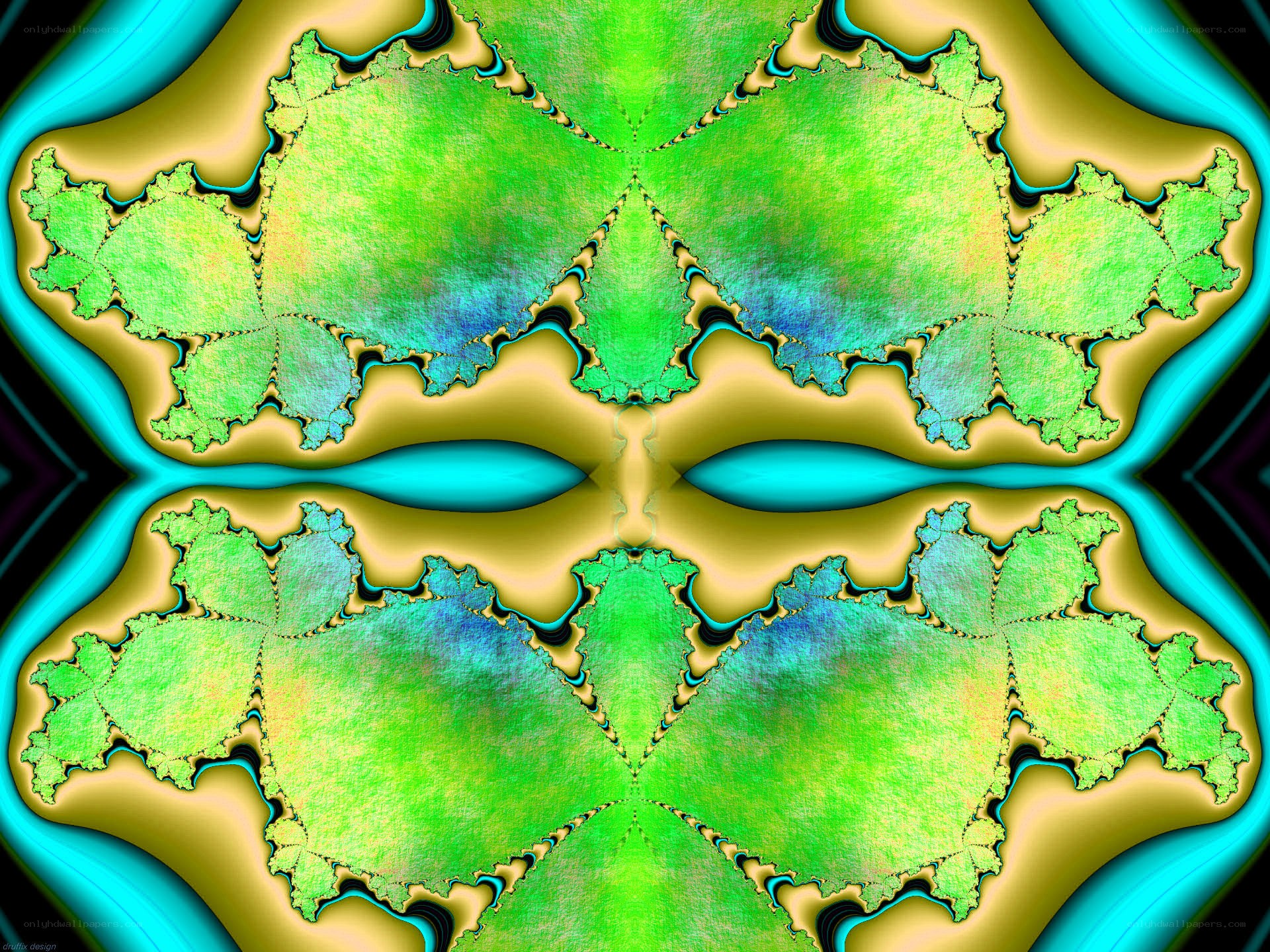 Fractal green and gold pattern