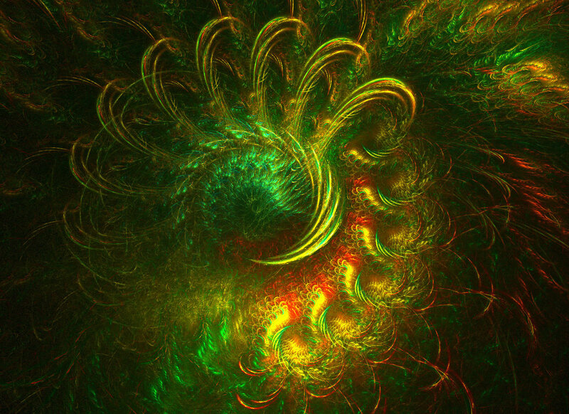 fractal green and gold swirls