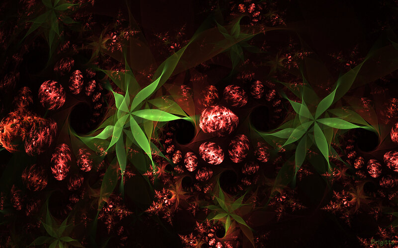 fractal green and red patterns