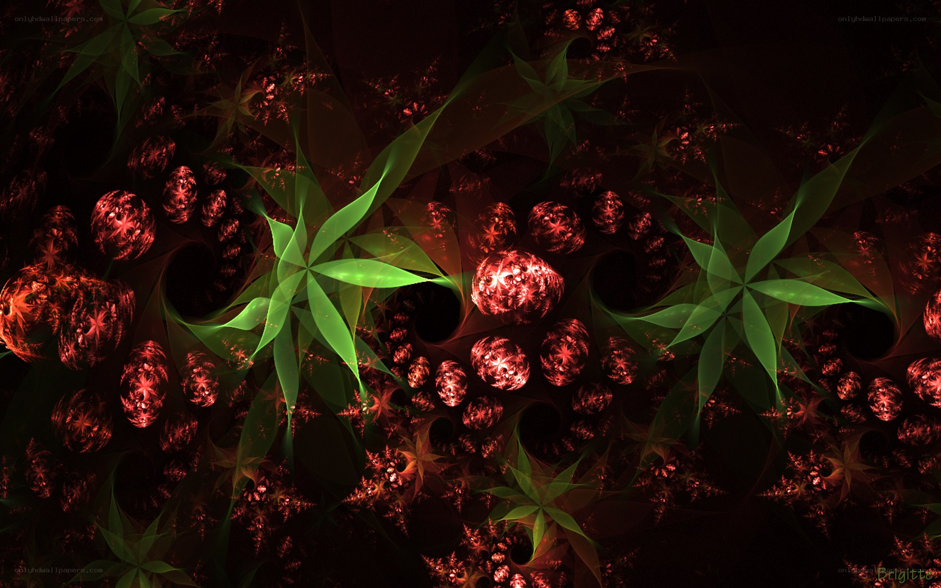 fractal green and red patterns