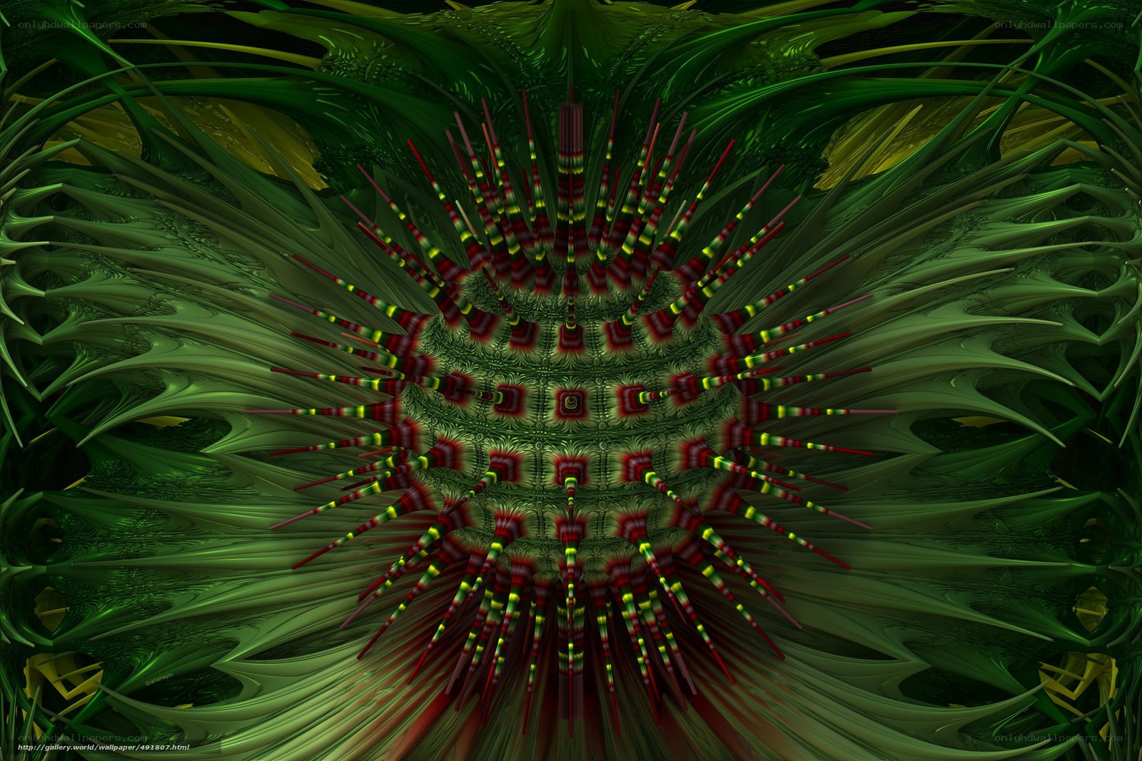 Fractal green spiky design