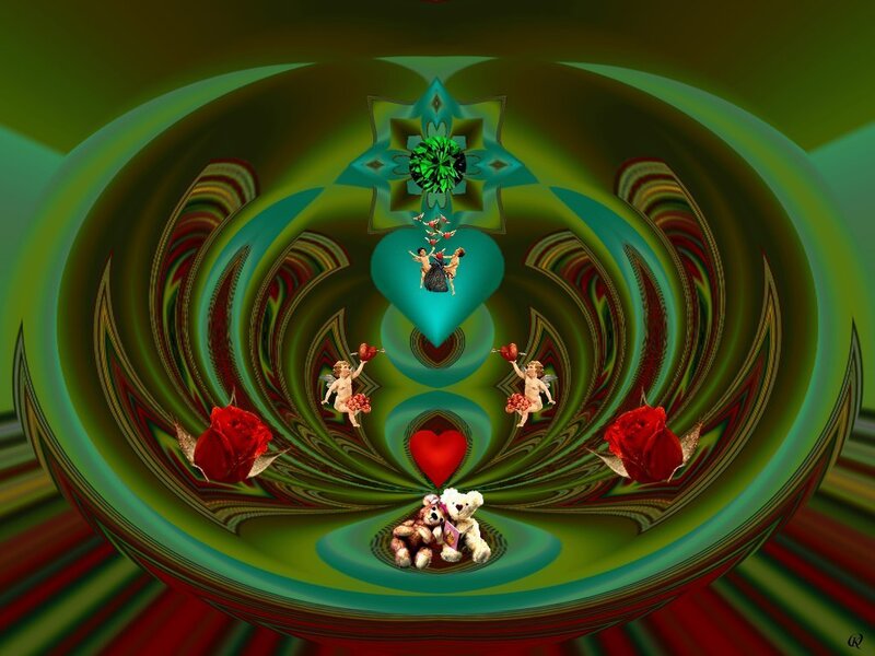 fractal heart and cherubs