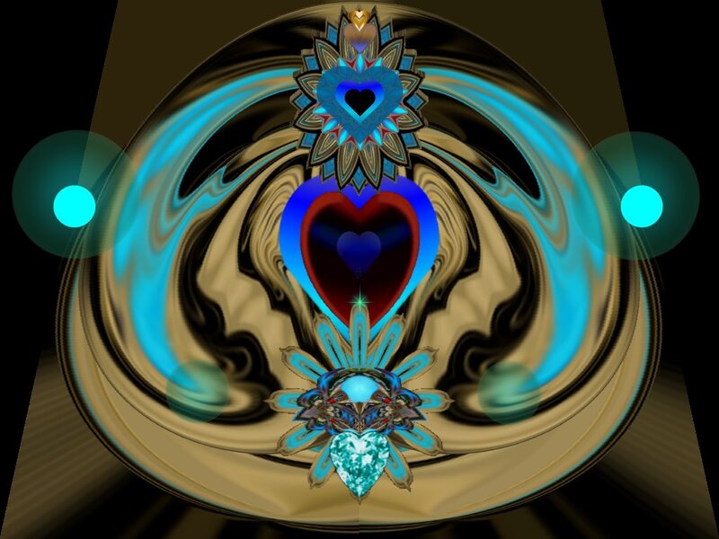 Fractal Heart Design — Blue, Mystical, Digital Art