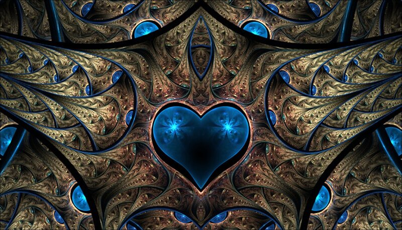 Fractal Heart Design — Blue, Mystical